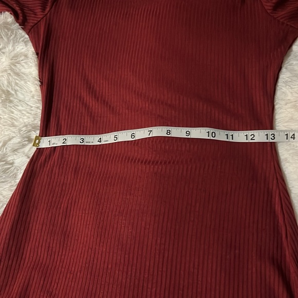 Pretty Garden Merlot Asymmetrical Midi Long Sleeve Dress Small - Picture 9 of 10